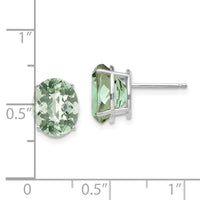 14kw 10x8 Oval Checker-Cut Green Quartz Earrings-XE90WCG
