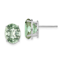 14kw 10x8 Oval Checker-Cut Green Quartz Earrings-XE90WCG