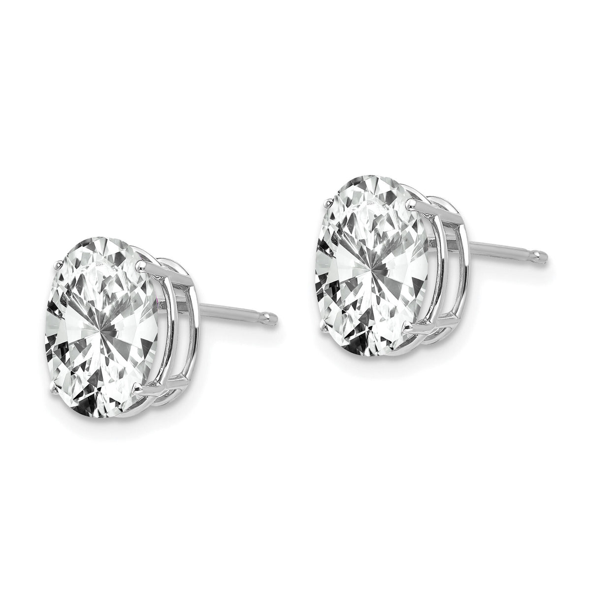 14k White Gold 10x8mm Oval Cubic Zirconia Earrings-XE90WCZ