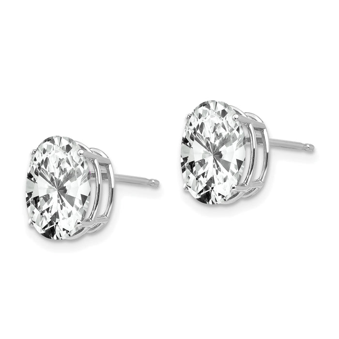 14k White Gold 10x8mm Oval Cubic Zirconia Earrings-XE90WCZ