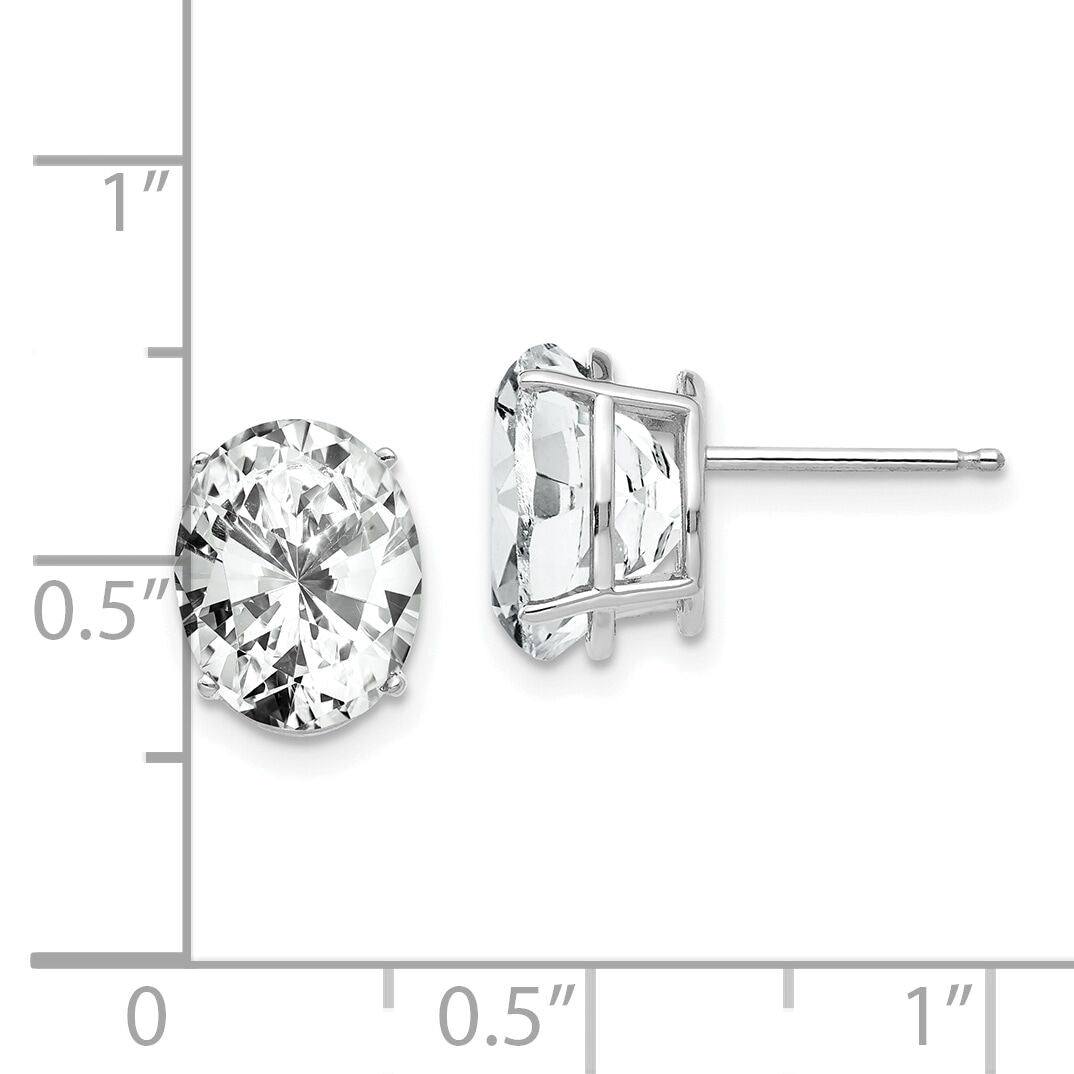 14k White Gold 10x8mm Oval Cubic Zirconia Earrings-XE90WCZ
