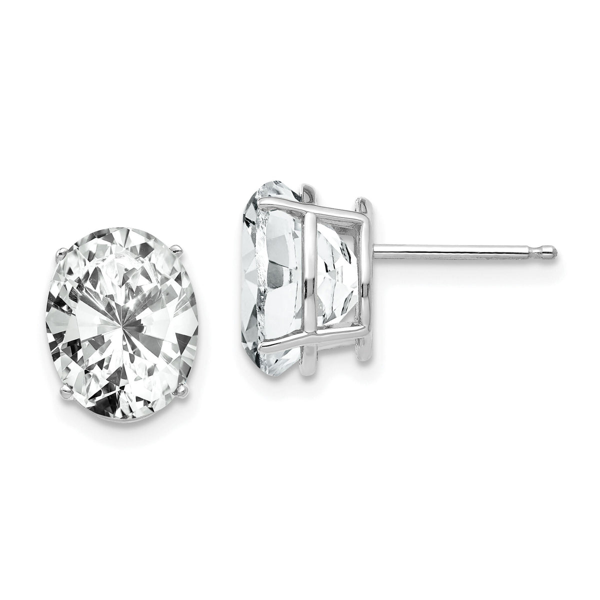 14k White Gold 10x8mm Oval Cubic Zirconia Earrings-XE90WCZ