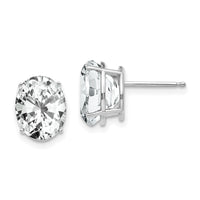 14k White Gold 10x8mm Oval Cubic Zirconia Earrings-XE90WCZ