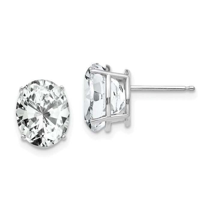 14k White Gold 10x8mm Oval Cubic Zirconia Earrings-XE90WCZ