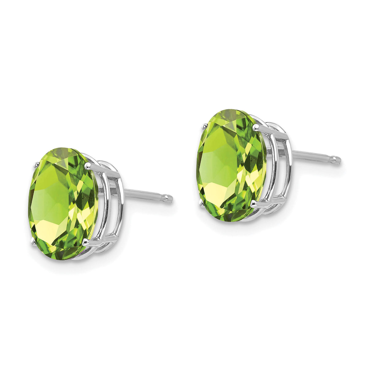 14k White Gold 10x8mm Oval Peridot Earrings-XE90WPE