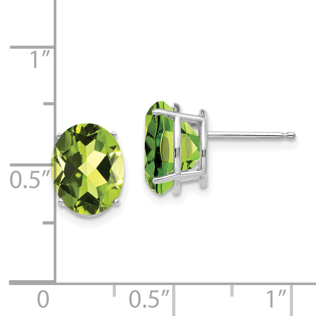 14k White Gold 10x8mm Oval Peridot Earrings-XE90WPE