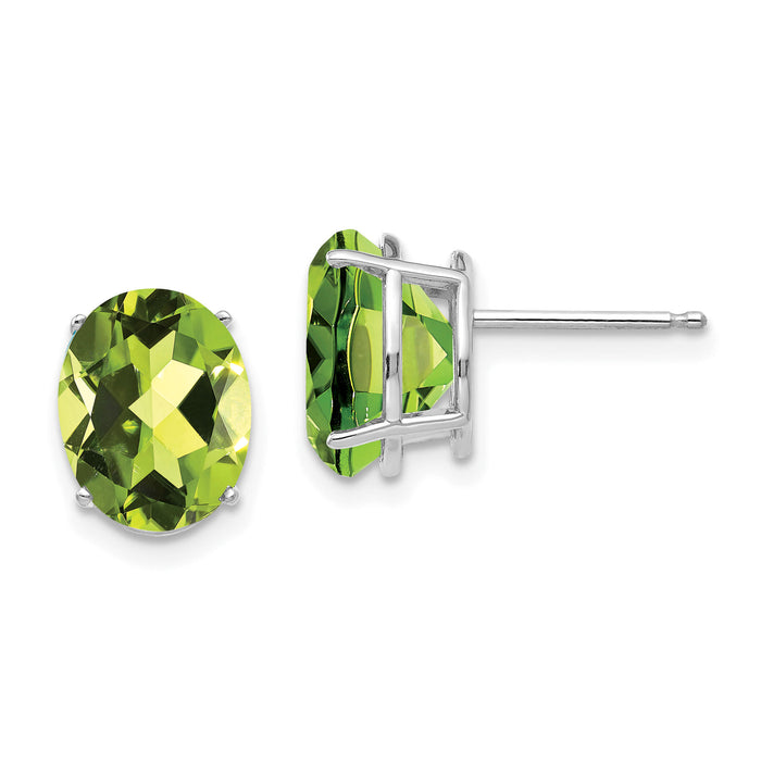 14k White Gold 10x8mm Oval Peridot Earrings-XE90WPE