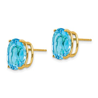 14k 12x10mm Oval Blue Topaz Earrings-XE91BT