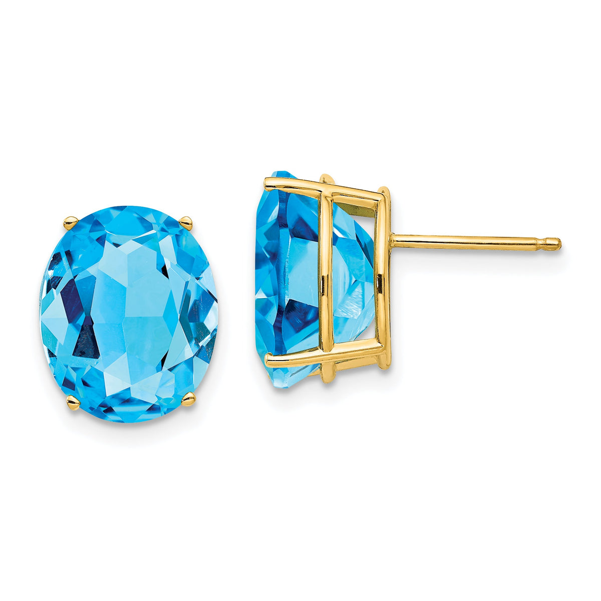 14k 12x10mm Oval Blue Topaz Earrings-XE91BT