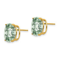 14k 12x10 Oval Checker-Cut Green Quartz Earrings-XE91CG