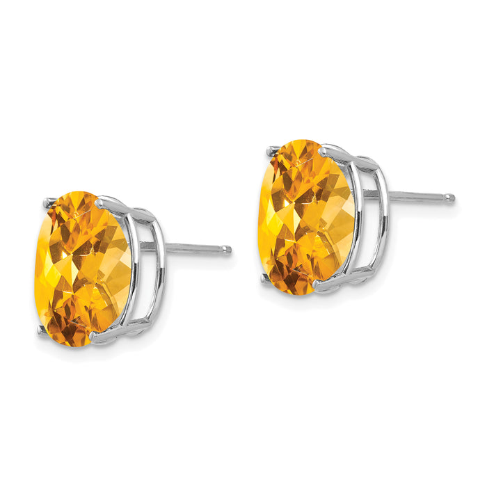 14k White Gold 12x10mm Oval Citrine Earrings-XE91WCI