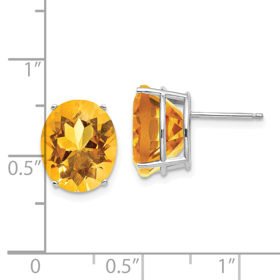 14k White Gold 12x10mm Oval Citrine Earrings-XE91WCI