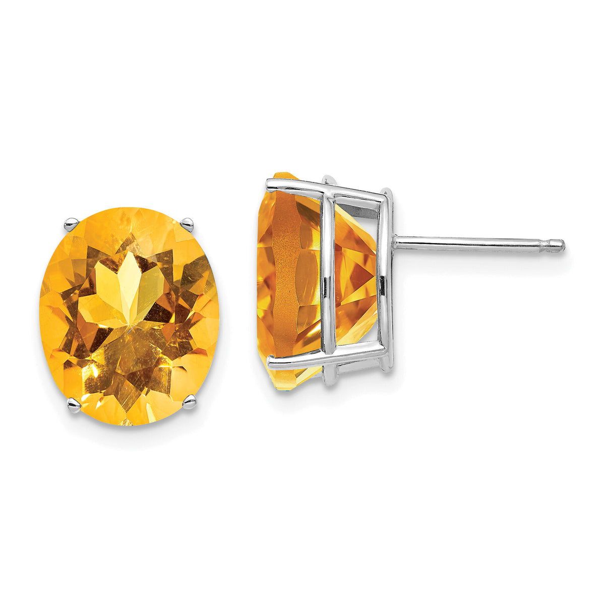 14k White Gold 12x10mm Oval Citrine Earrings-XE91WCI