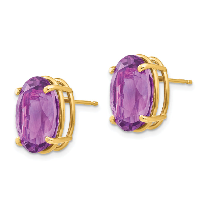 14k 14x10mm Oval Amethyst Earrings-XE92AM