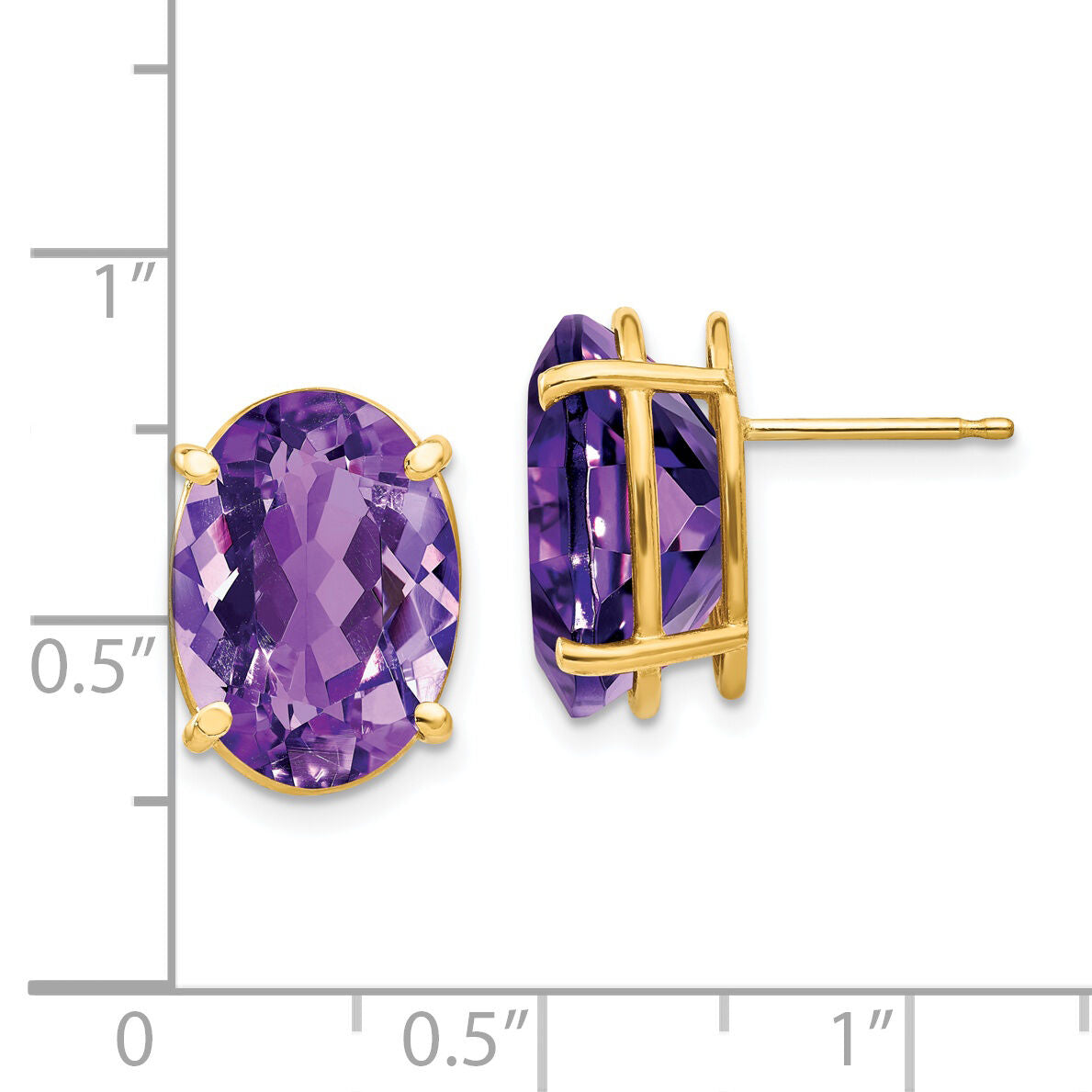 14k 14x10mm Oval Amethyst Earrings-XE92AM