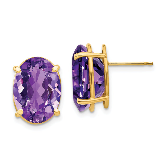 14k 14x10mm Oval Amethyst Earrings-XE92AM