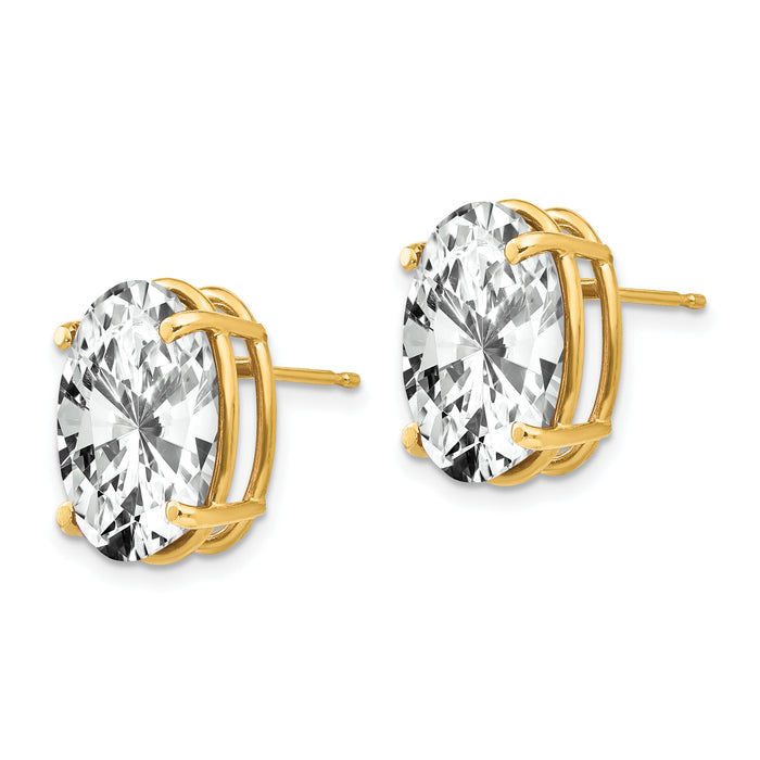 14k 14x10mm Oval Cubic Zirconia Earrings-XE92CZ