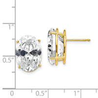 14k 14x10mm Oval Cubic Zirconia Earrings-XE92CZ