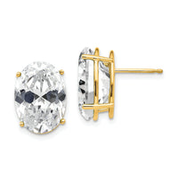 14k 14x10mm Oval Cubic Zirconia Earrings-XE92CZ