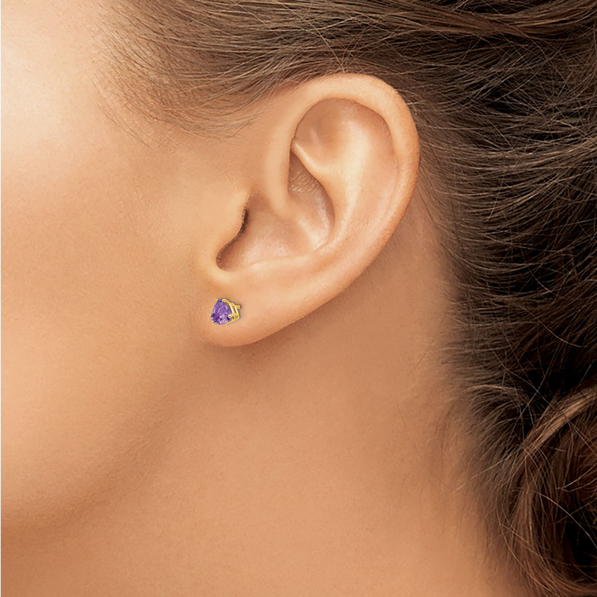 14k 5mm Trillion Amethyst Earrings-XE93AM