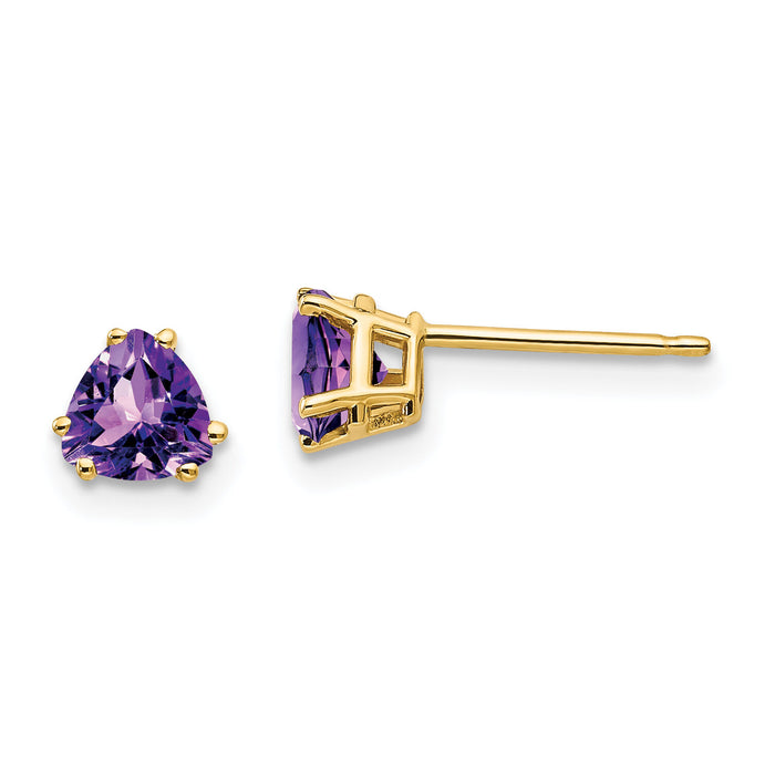 14k 5mm Trillion Amethyst Earrings-XE93AM