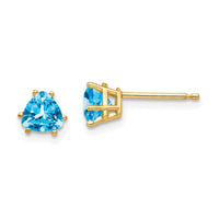 14k 5mm Trillion Blue Topaz Earrings-XE93BT