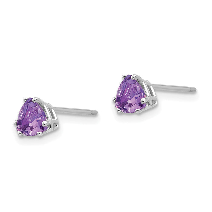 14k White Gold 5mm Trillion Amethyst Earrings-XE93WAM