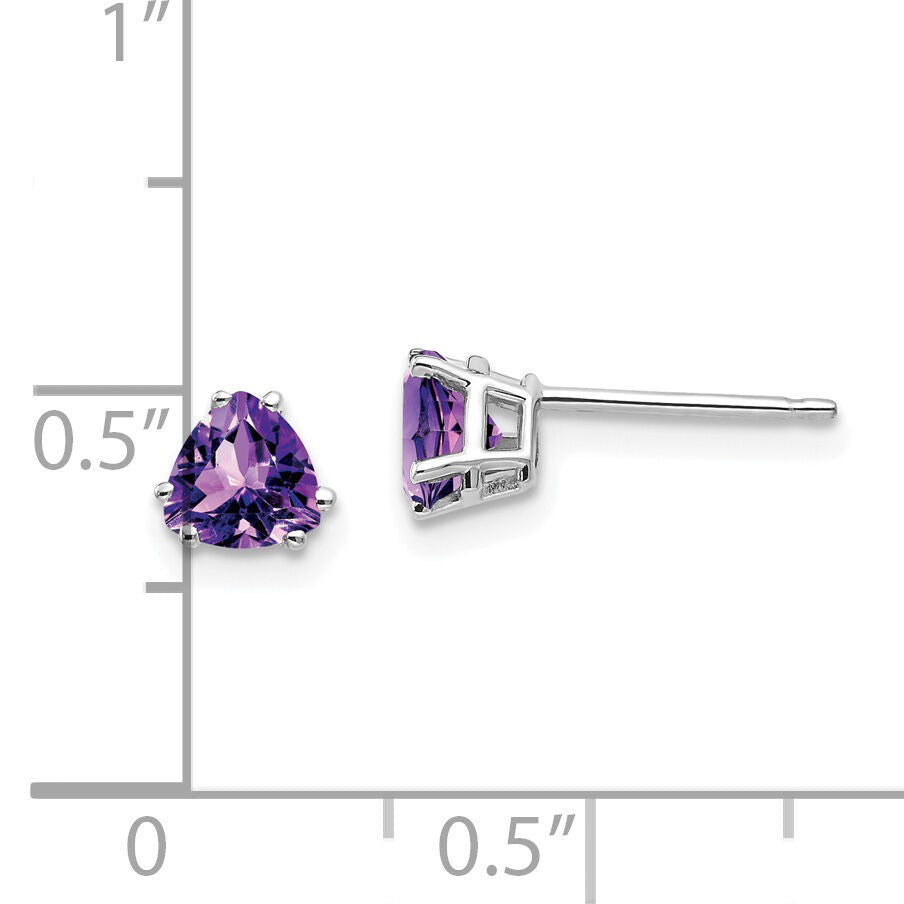 14k White Gold 5mm Trillion Amethyst Earrings-XE93WAM