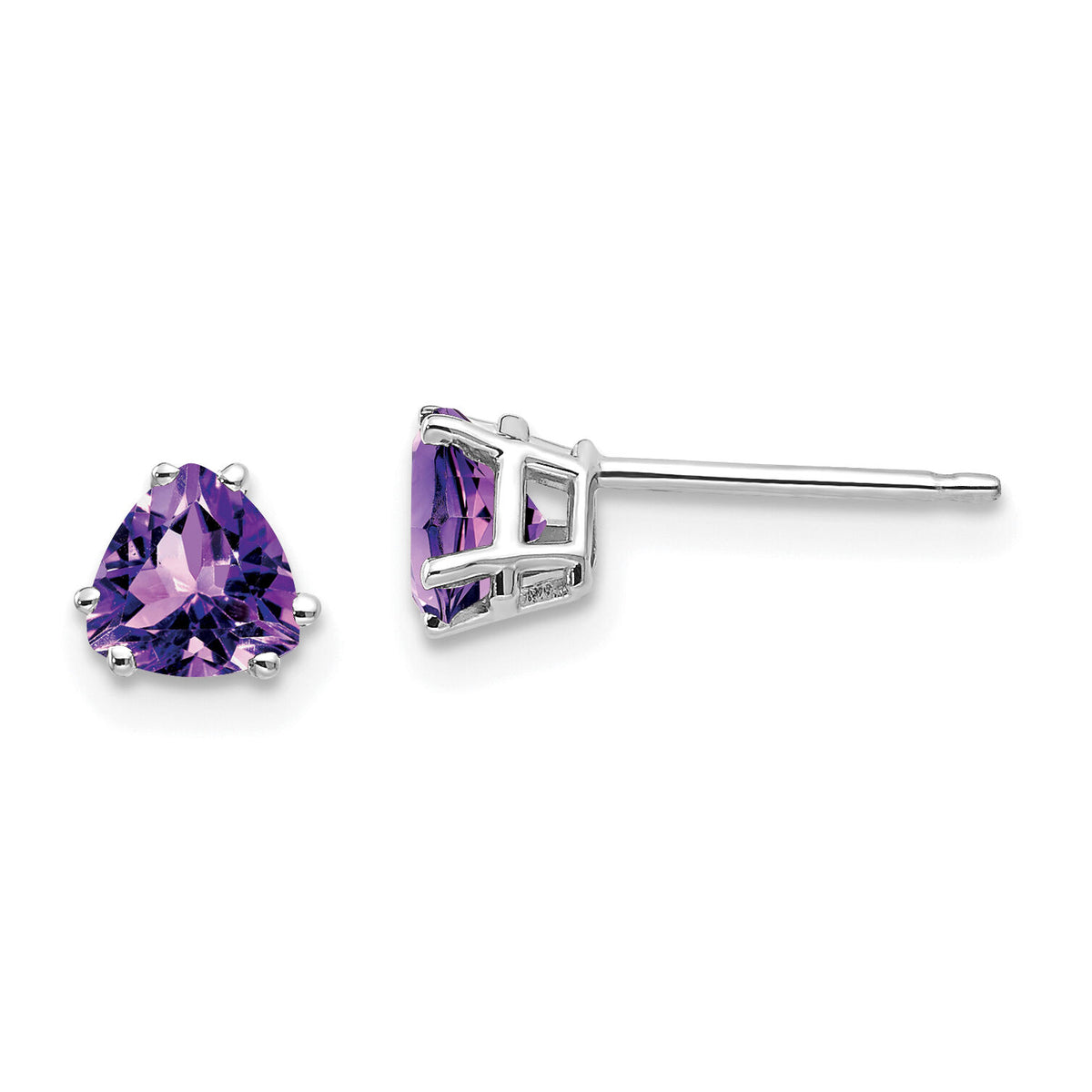 14k White Gold 5mm Trillion Amethyst Earrings-XE93WAM