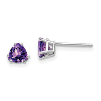 14k White Gold 5mm Trillion Amethyst Earrings-XE93WAM