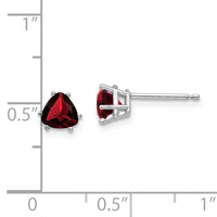 14k White Gold Garnet Trillion Stud Earrings-XE93WGA