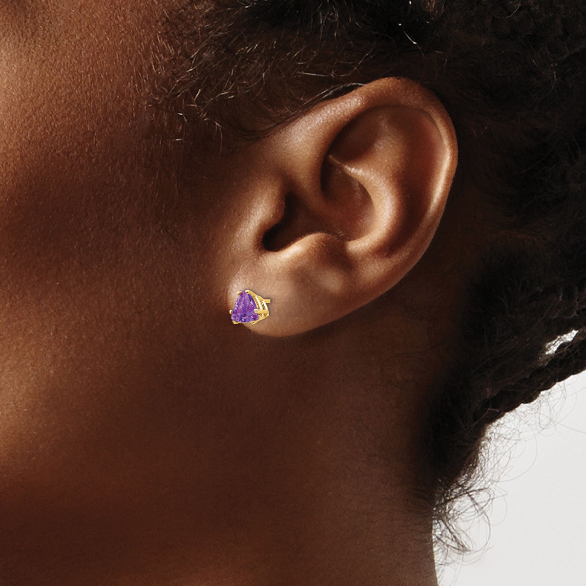 14k 6mm Trillion Amethyst Earrings-XE94AM