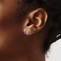 14k 6mm Trillion Amethyst Earrings-XE94AM