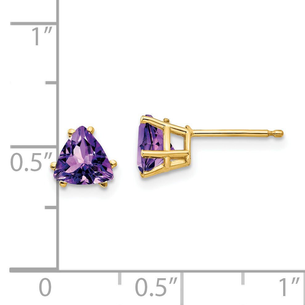 14k 6mm Trillion Amethyst Earrings-XE94AM