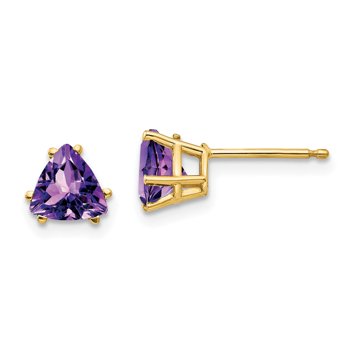 14k 6mm Trillion Amethyst Earrings-XE94AM