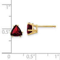 14k 6mm Trillion Garnet Earrings-XE94GA