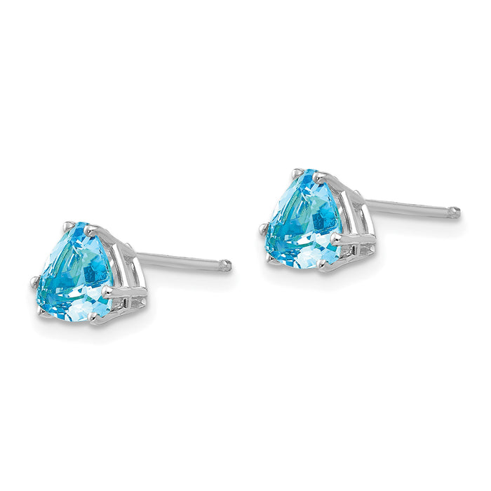 14k White Gold 6mm Trillion Blue Topaz Earrings-XE94WBT