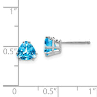 14k White Gold 6mm Trillion Blue Topaz Earrings-XE94WBT