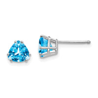 14k White Gold 6mm Trillion Blue Topaz Earrings-XE94WBT