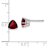 14k White Gold 6mm Trillion Garnet Earrings-XE94WGA