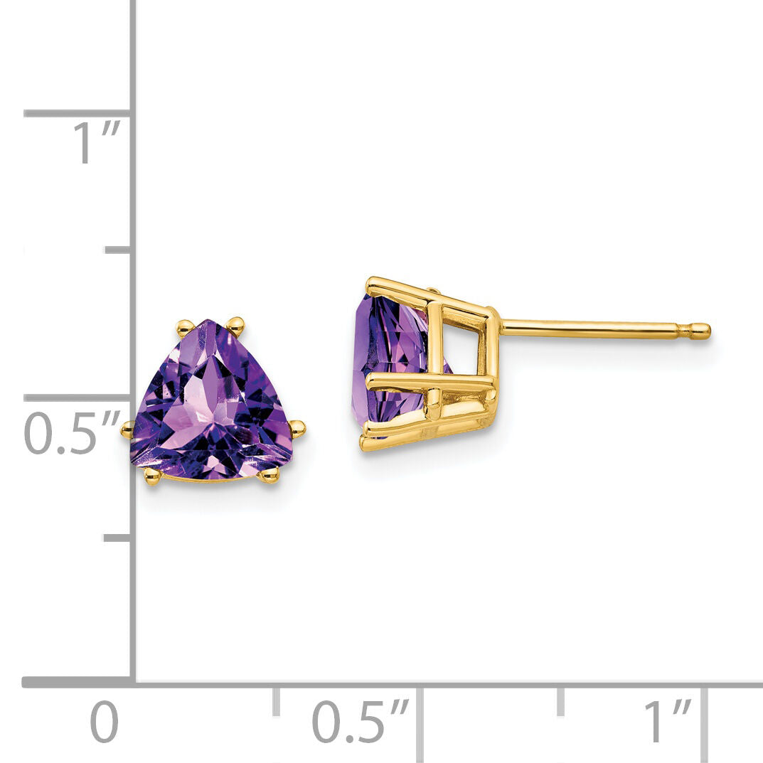 14k 7mm Trillion Amethyst Earrings-XE95AM