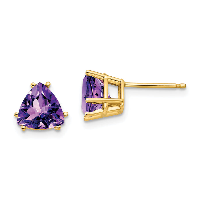 14k 7mm Trillion Amethyst Earrings-XE95AM