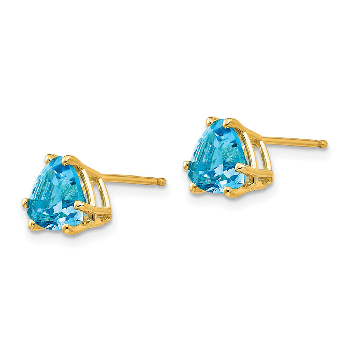 14k 7mm Trillion Blue Topaz Earrings-XE95BT
