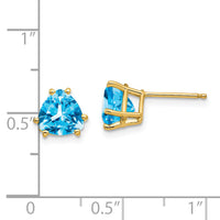 14k 7mm Trillion Blue Topaz Earrings-XE95BT