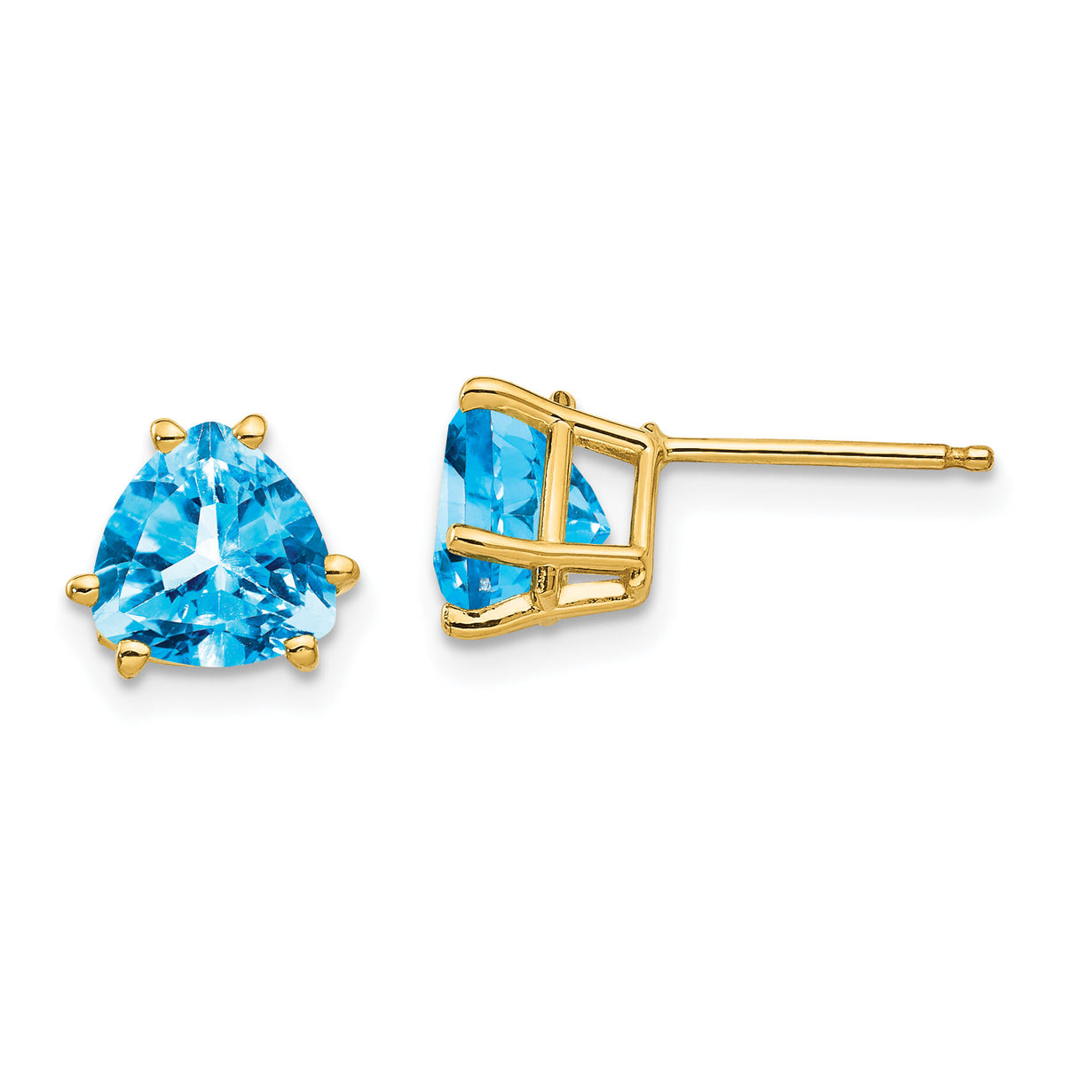 14k 7mm Trillion Blue Topaz Earrings-XE95BT