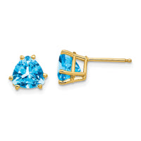 14k 7mm Trillion Blue Topaz Earrings-XE95BT