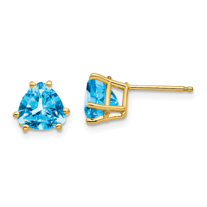 14k 7mm Trillion Blue Topaz Earrings-XE95BT