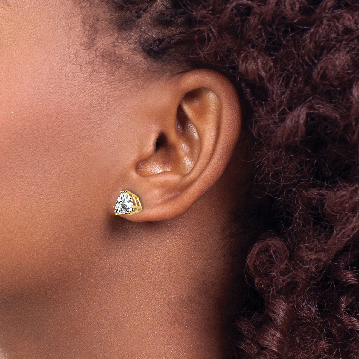 14k 7mm Trillion Cubic Zirconia Earrings-XE95CZ