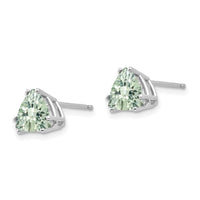 14kw 7mm Trillion Checker-Cut Green Quartz Earrings-XE95WCG