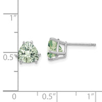 14kw 7mm Trillion Checker-Cut Green Quartz Earrings-XE95WCG